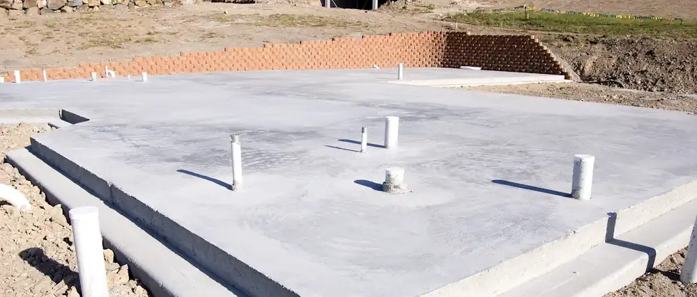 A concrete slab poured on site